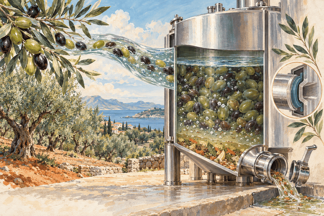 Serbatoi per olive in salamoia e conserve vegetali: sale, acidità e pulizia